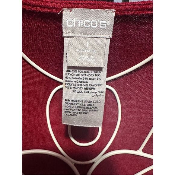 Beautiful RED CHICO’S knit LONG tunic BUTTON SLEEVES Tunic DESIGN CHICOS SIZE 1 - Picture 6 of 7